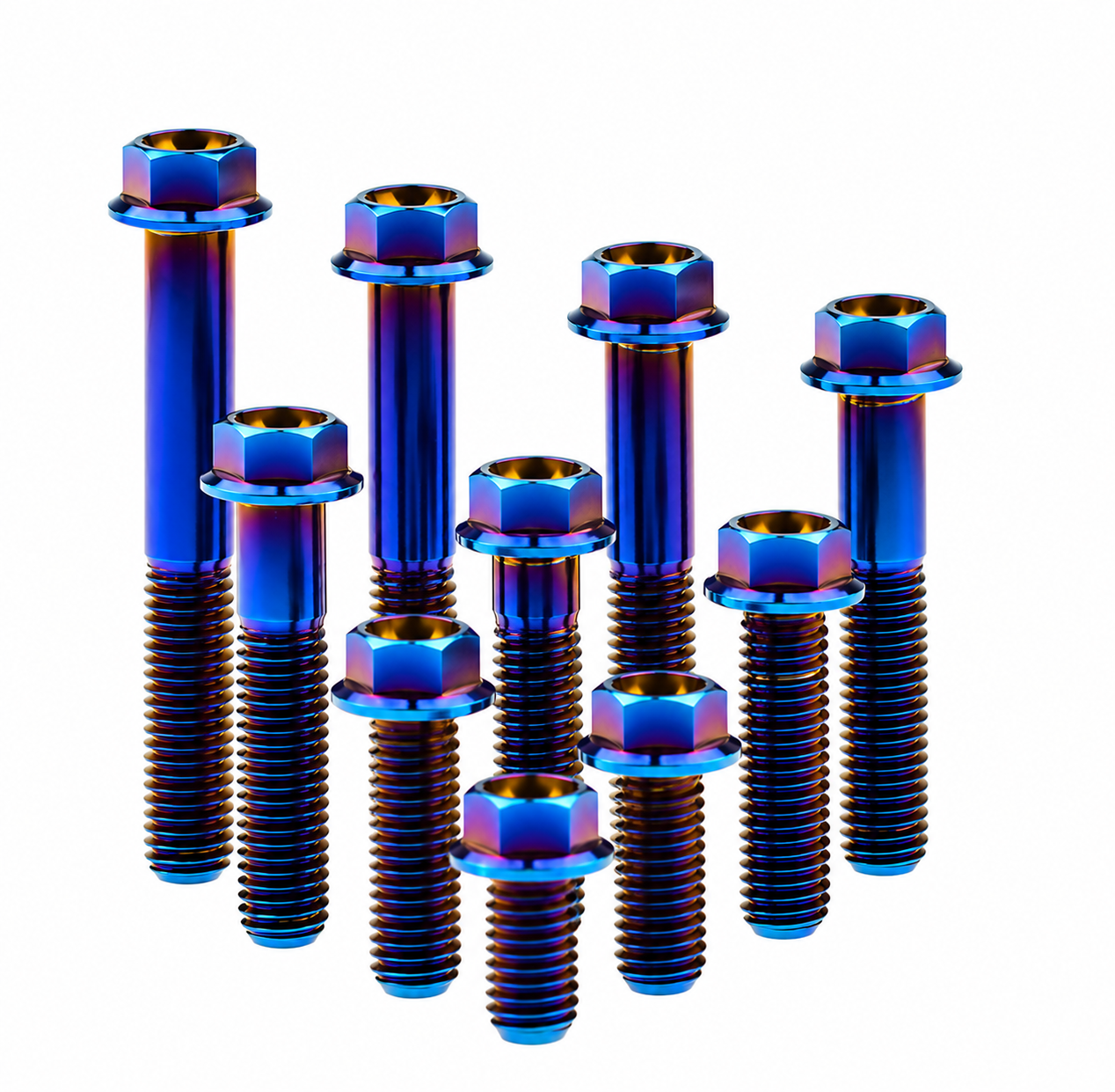 Rainbow anodized e-bike bolts